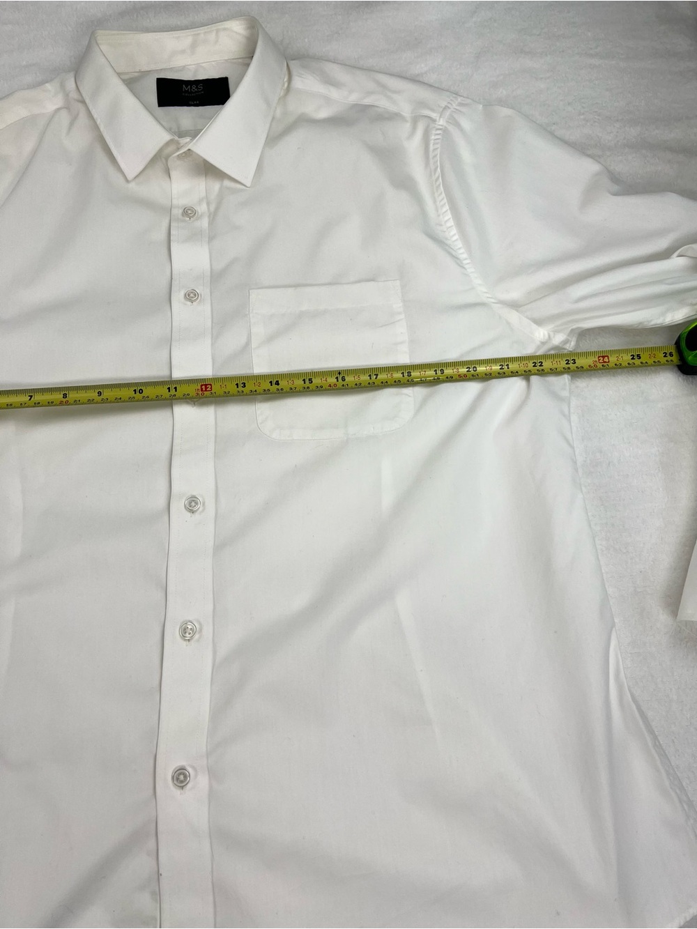 Marks & Spencer Collection Men’s Cotton Dress Shirt 17.5 44-45cm Slim Fit White - Picture 11 of 12